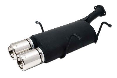 Ulter Sport, Einddemper, Staal, Dubbel Rond 80mm, Suzuki, SWIFT, 1.0 37/39/41kW, 1.3 47//50/52/54kW, 89-05  SEDAN, Past op originele middendemper/katalysator