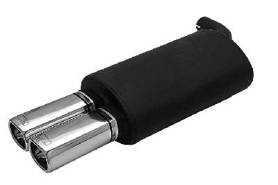 Ulter Sport, Einddemper, Staal, Dubbel Rechthoek 80x65mm, Toyota, COROLLA, 1.4, 1.6, 04/97-01, SEDAN, Past op originele middendemper/katalysator