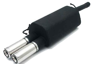 Ulter Sport, Einddemper, Staal, Dubbel Rond 80mm, VW, PASSAT 3B/3BG, 1.6 74kW, 1.8 20V 92kW, 1.8T 110kW, 1.9 TDi 66/81/85kW, Sedan. Variant, 96- 05, Past op originele middendemper/katalysator