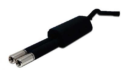 Ulter Sport, Einddemper, Staal, Dubbel Rond 80mm, VW, BORA / BORA VARIANT, GOLF IV VARIANT, 1.4 55kW,  1.6 74/75/77/81kW, 1.8T 110kW, 2.0 85kW,  1.9 SDi 50kW, 1.9 TDi 66/74/81/96/110kW, 99-, Past op originele middendemper/katalysator