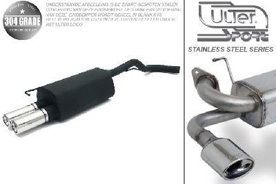 Ulter Sport, Einddemper, Geheel RVS, Dubbel Rond 80mm, Audi, AUDI A3, 1.9 TDi 66/74/81/96kW, 1.6 74/75kW, 1.8 92kW, 09/96-05/03, Pasklaar, Past op originele middendemper/katalysator