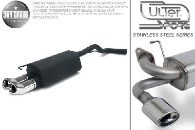 Ulter Sport, Einddemper, Geheel RVS, Dubbel Rond 80mm DTM, Audi, AUDI A3, 1.9 TDi 66/74/81/96kW, 1.6 74/75kW, 1.8 92kW, 09/96-05/03, Pasklaar, Past op originele middendemper/katalysator