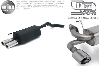 Ulter Sport, Einddemper, Geheel RVS, Dubbel Rond 90mm, Audi, AUDI A3, 1.9 TDi 66/74/81/96kW, 1.6 74/75kW, 1.8 92kW, 09/96-05/03, Pasklaar, Past op originele middendemper/katalysator