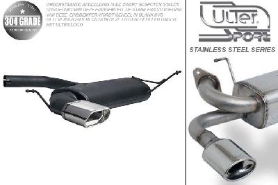 Ulter Sport, Einddemper, Geheel RVS, Enkel plat ovaal 145x75mm, Audi, AUDI A3  SPORTBACK, 1.6 75/85kW, 2.0 FSI 110kW, 1.6TDi 66/77kW, 1.9TDi 77kW, 2.0TDi 100/103/125kW, 2004-, Pasklaar, Past op originele middendemper/katalysator