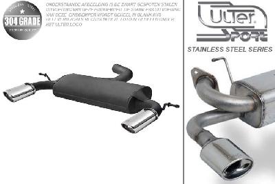 Ulter Sport, Einddemper L+R, Geheel RVS, Enkel Ovaal 120x80mm, Audi, AUDI A3  SPORTBACK, 1.6 75/85kW, 2.0 FSI 110kW, 1.6TDi 66/77kW, 1.9TDi 77kW, 2.0TDi 100/103/125kW, 2004-, Pasklaar, Past op originele middendemper/katalysator