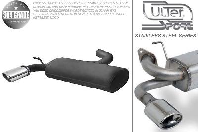 Ulter Sport, Einddemper, Geheel RVS, Enkel Ovaal 120x80mm, Audi, AUDI A3, 1.4 TFSI 90 KW, 1.6 75/85kW, 2.0 FSI 110kW, 2.0 TFSI 110/147 KW, 2.0TDi 100/103/125kW, 1.6TDi 66/77kW, 1.9TDi 77kW, 2004-, Pasklaar, Past op originele middendemper/katalysator