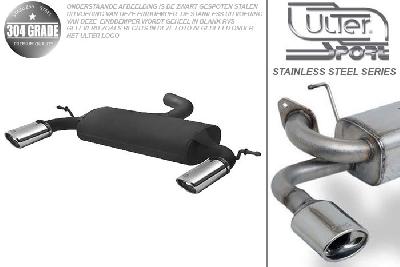 Ulter Sport, Einddemper L+R, Geheel RVS, Enkel Ovaal 120x80mm*, Audi, AUDI A3, 1.4 TFSI 90 KW, 1.6 75/85kW, 2.0 FSI 110kW, 2.0 TFSI 110/147 KW, 2.0TDi 100/103/125kW, 1.6TDi 66/77kW, 1.9TDi 77kW, 2004-, Pasklaar, Past op originele middendemper/katalysator