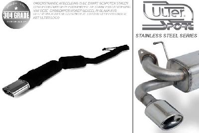Ulter Sport, Einddemper, Geheel RVS, Enkel plat ovaal 145x75mm, BMW, E34 525i 24V, 88-96, SEDAN, Pasklaar, Past op originele middendemper/katalysator
