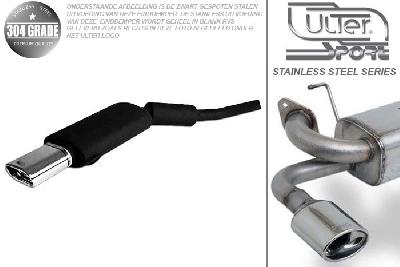 Ulter Sport, Einddemper, Geheel RVS, Enkel plat ovaal 145x75mm, BMW, E34, 520 24V 110kW, 09/90-08/95, SEDAN, Pasklaar, Past op originele middendemper/katalysator