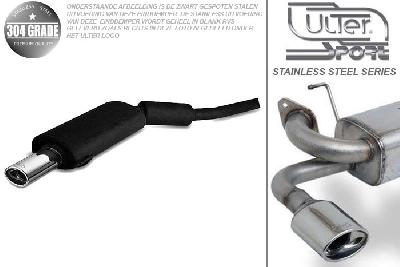 Ulter Sport, Einddemper, Geheel RVS, Enkel Ovaal 120x80mm, BMW, E34, 520 24V 110kW, 09/90-08/95, SEDAN, Pasklaar, Past op originele middendemper/katalysator