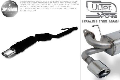 Ulter Sport, Einddemper, Geheel RVS, Enkel Ovaal 120x80mm, BMW, E34, 525i 125kW, 09/87-90 SEDAN, Pasklaar, Past op originele middendemper/katalysator