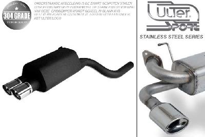 Ulter Sport, Einddemper, Geheel RVS, Dubbel /08-1, BMW, E39, 520 100/110kW, 523 120/125kW, 528 142kW, 525 TDS 105kW, 97-   SEDAN.TOURING, Pasklaar, Past op originele middendemper/katalysator