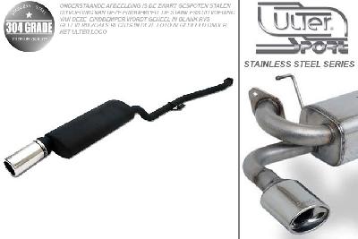 Ulter Sport, Einddemper, Geheel RVS, Enkel Rond 80mm, BMW, E30   4-CYL., 316i 73kW, 318i 75kW, 09/87-08/91, SEDAN +TOURING, Pasklaar, Past op originele middendemper/katalysator