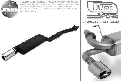 Ulter Sport, Einddemper, Geheel RVS, Enkel Rond 100mm, BMW, E30  6-CYL., 320i 95kW, 325i 125kW, 1985-1990, without 24V, SEDAN +TOURING, Pasklaar, Past op originele middendemper/katalysator
