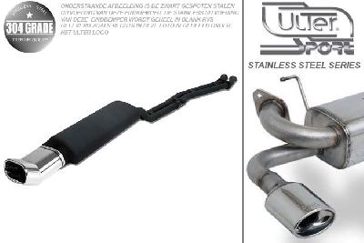 Ulter Sport, Einddemper, Geheel RVS, Enkel plat ovaal 145x75mmDTM, BMW, E30  6-CYL., 320i 95kW, 325i 125kW, 1985-1990, without 24V, SEDAN +TOURING, Pasklaar, Past op originele middendemper/katalysator