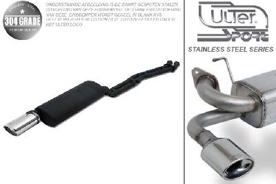 Ulter Sport, Einddemper, Geheel RVS, Enkel Ovaal 120x80mm, BMW, E30  6-CYL., 320i 95kW, 325i 125kW, 1985-1990, without 24V, SEDAN +TOURING, Pasklaar, Past op originele middendemper/katalysator