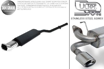 Ulter Sport, Einddemper, Geheel RVS, Enkel plat ovaal 145x75mmDTM, BMW, E36  6-CYL., 320i 110kW, 323i 125kW (1995-), 90 - 98, SEDAN.TOURING.CABRIO.COUPE, Pasklaar, Past op originele middendemper/katalysator