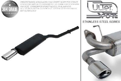 Ulter Sport, Einddemper, Geheel RVS, Enkel Ovaal 120x80mm, BMW, E36  6-CYL., 320i 110kW, 323i 125kW (1995-), 90 - 98, SEDAN.TOURING.CABRIO.COUPE, Pasklaar, Past op originele middendemper/katalysator