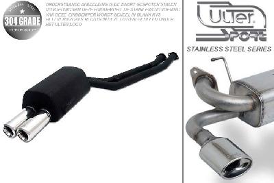 Ulter Sport, Einddemper, Geheel RVS, Dubbel Rond 80mm, BMW, E36 325 24V, 2.5 24V 141kW, 12/90-12/95, SEDAN.TOURING.CABRIO.COUPE, Pasklaar, Past op originele middendemper/katalysator