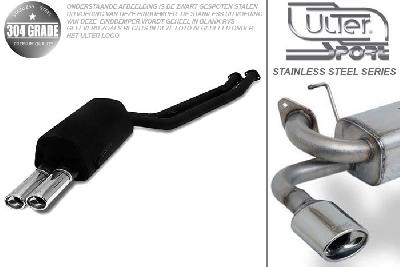Ulter Sport, Einddemper, Geheel RVS, Dubbel Ovaal 95x65mm, BMW, E36 325 24V, 2.5 24V 141kW, 12/90-12/95, SEDAN.TOURING.CABRIO.COUPE, Pasklaar, Past op originele middendemper/katalysator