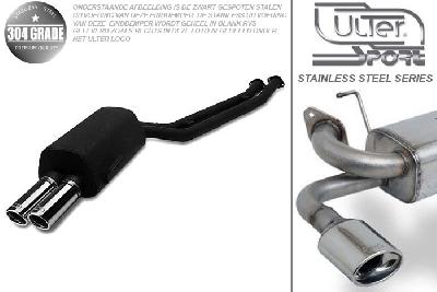 Ulter Sport, Einddemper, Geheel RVS, Dubbel Rond 90mm, BMW, E36 325 24V, 2.5 24V 141kW, 12/90-12/95, SEDAN.TOURING.CABRIO.COUPE, Pasklaar, Past op originele middendemper/katalysator