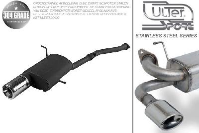 Ulter Sport, Einddemper, Geheel RVS, Enkel Rond 80mm, BMW, E36 COMPACT, 316i 75kW, 94 - 00, Pasklaar, Past op originele middendemper/katalysator