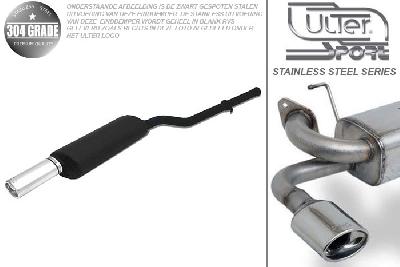 Ulter Sport, Einddemper, Geheel RVS, Enkel Ovaal 95x65mm, BMW, E36, 316i 73kW, 318i 85kW, 12/90-12/98, SEDAN.TOURING.CABRIO.COUPE, Pasklaar, Past op originele middendemper/katalysator
