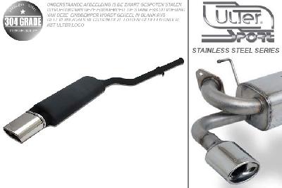 Ulter Sport, Einddemper, Geheel RVS, Enkel plat ovaal 145x75mm, BMW, E36, 316i 73kW, 318i 85kW, 12/90-12/98, SEDAN.TOURING.CABRIO.COUPE, Pasklaar, Past op originele middendemper/katalysator
