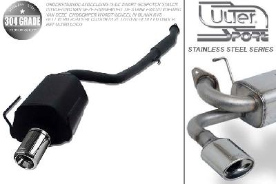 Ulter Sport, Einddemper, Geheel RVS, Enkel Rond 100mm, BMW, E36, 318is 103kW, 90-97, SEDAN.TOURING.CABRIO.COUPE, Pasklaar, Past op originele middendemper/katalysator