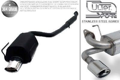 Ulter Sport, Einddemper, Geheel RVS, Enkel Ovaal 120x80mm, BMW, E36, 318is 103kW, 90-97, SEDAN.TOURING.CABRIO.COUPE, Pasklaar, Past op originele middendemper/katalysator