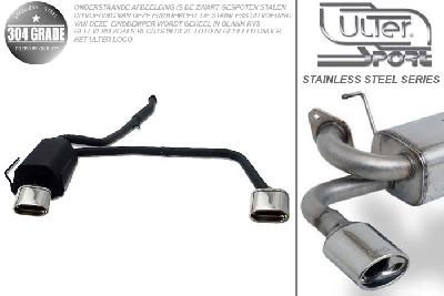 Ulter Sport, Einddemper L+R, Geheel RVS, Enkel plat ovaal 145x75mm, BMW, E36, 318is 103kW, 90-97, SEDAN.TOURING.CABRIO.COUPE, Pasklaar, Past op originele middendemper/katalysator