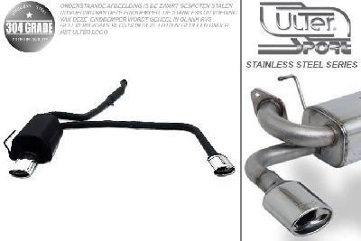 Ulter Sport, Einddemper L+R, Geheel RVS, Enkel Ovaal 120x80mm, BMW, E36, 318is 103kW, 90-97, SEDAN.TOURING.CABRIO.COUPE, Pasklaar, Past op originele middendemper/katalysator