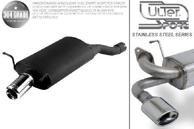 Ulter Sport, Einddemper, Geheel RVS, Enkel Rond 80mm, BMW, E46 COMPACT, 320td 110kW, 02-, Pasklaar, Past op originele middendemper/katalysator