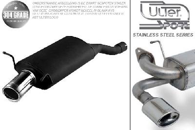 Ulter Sport, Einddemper, Geheel RVS, Enkel Rond 90mm, BMW, E46 COMPACT, 320td 110kW, 02-, Pasklaar, Past op originele middendemper/katalysator
