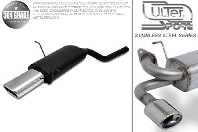 Ulter Sport, Einddemper, Geheel RVS, Enkel plat ovaal 145x75mm, BMW, E46, 320i 110kW, 323i 125kW, 328i 142kW, 98- SEDAN. COUPE. TOURING, Pasklaar, Past op originele middendemper/katalysator