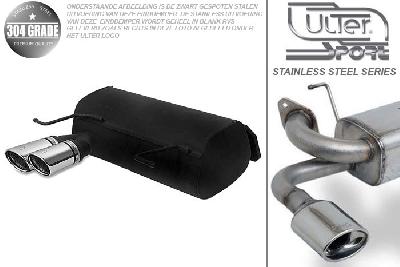 Ulter Sport, Einddemper, Geheel RVS, Dubbel Rond 70mm, BMW, E90, 318i 95/105kW, 320i 110/125kW, 05- SEDAN, Pasklaar, Past op originele middendemper/katalysator