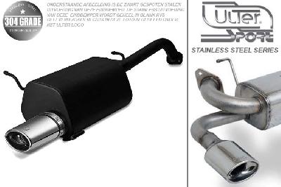 Ulter Sport, Einddemper, Geheel RVS, -Enkel Ovaal 120x80mm, Chevrolet, LACETTI, 1.4 16V, 04-, HATCHBACK, Pasklaar, Past op originele middendemper/katalysator