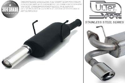 Ulter Sport, Einddemper, Geheel RVS, Enkel Ovaal 95x65mm, Citroen, SAXO, 1.0 37kW, 1.1 44kW, 1.4 55kW, 1.5D 40kW, 96-02/00, Pasklaar, Past op originele middendemper/katalysator