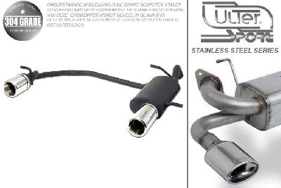 Ulter Sport, Einddemper L+R, Geheel RVS, Enkel Rond 80mm, Citroen, C2, 1.6VTS,1.6VTR, 2004-, Pasklaar, Past op originele middendemper/katalysator