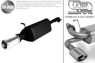 Ulter Sport, Einddemper, Geheel RVS, Enkel Rond 80mm, Daewoo, NUBIRA I, 1.6 16V 78kW, 97- 05/99, COMBI, Pasklaar, Past op originele middendemper/katalysator