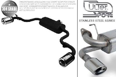 Ulter Sport, Einddemper L+R, Geheel RVS, Enkel Rond 80mm, Fiat, SEICENTO, 0.9 29kW, 1.1 40kW, 98-, Pasklaar, Past op originele middendemper/katalysator