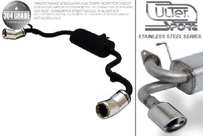 Ulter Sport, Einddemper L+R, Geheel RVS, Enkel Rond 80mm DTM, Fiat, SEICENTO, 0.9 29kW, 1.1 40kW, 98-, Pasklaar, Past op originele middendemper/katalysator