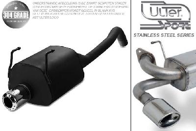 Ulter Sport, Einddemper, Geheel RVS, Enkel Rond 100mm, Fiat, PANDA, 1.1 40kW, 1.2 44kW, 2003-, Pasklaar, Past op originele middendemper/katalysator