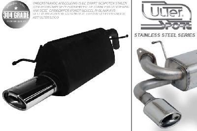 Ulter Sport, Einddemper, Geheel RVS, Enkel Ovaal 120x80mm, Fiat, GRANDE PUNTO, 1.2 48kW. 1.4 57kW, 1.4 16V 70kW, 05-, Pasklaar, Past op originele middendemper/katalysator