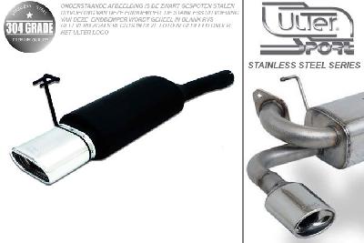 Ulter Sport, Einddemper, Geheel RVS, Enkel plat ovaal 145x75mm, Fiat, BRAVO, 1.4 12V 55/59kW, 1.6 16V 66/76kW, 97-01, Pasklaar, Past op originele middendemper/katalysator