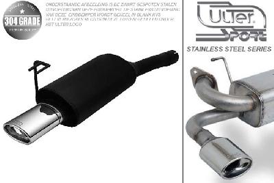 Ulter Sport, Einddemper, Geheel RVS, Enkel Ovaal 120x80mm, Fiat, BRAVO, 1.4 12V 55/59kW, 1.6 16V 66/76kW, 97-01, Pasklaar, Past op originele middendemper/katalysator