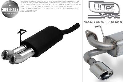 Ulter Sport, Einddemper, Geheel RVS, Dubbel Rond 80mm DTM, Fiat, BRAVA, 1.4 12V 55/59kW, 1.6 16V 66/76kW, 97-01, Pasklaar, Past op originele middendemper/katalysator