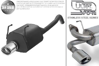 Ulter Sport, Einddemper, Geheel RVS, Enkel Ovaal 120x80mm, Fiat, FIAT 500, 1.2 51kW, 1.4 74kW, 2007-, Pasklaar, Past op originele middendemper/katalysator