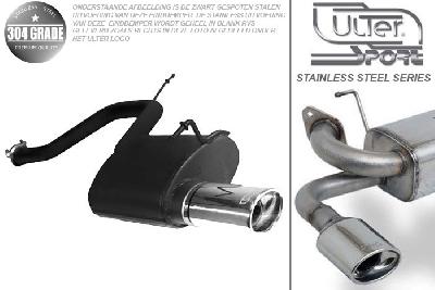 Ulter Sport, Einddemper, Geheel RVS, Enkel Ovaal 95x65mm, Ford, MONDEO, 1.8i 16V 81/92kW, 2.0i 16V 107kW, 10/00-06  SEDAN. HATCHBACK, Pasklaar, Past op originele middendemper/katalysator