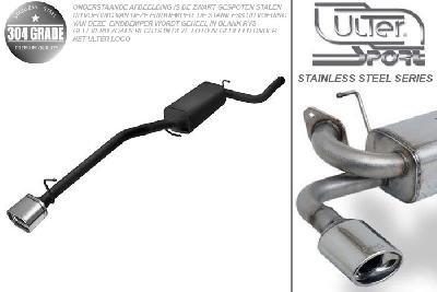 Ulter Sport, Einddemper, Geheel RVS, Enkel plat ovaal 145x75mm, Ford, FOCUS II, 1.4 16V 59kW, 1.6 16V 74/85kW, 1.8 16V 92kW, 2.0 16V 107kW, 1.8 TDCi 85 kW, 2005-, COMBI, Pasklaar, Past op originele middendemper/katalysator